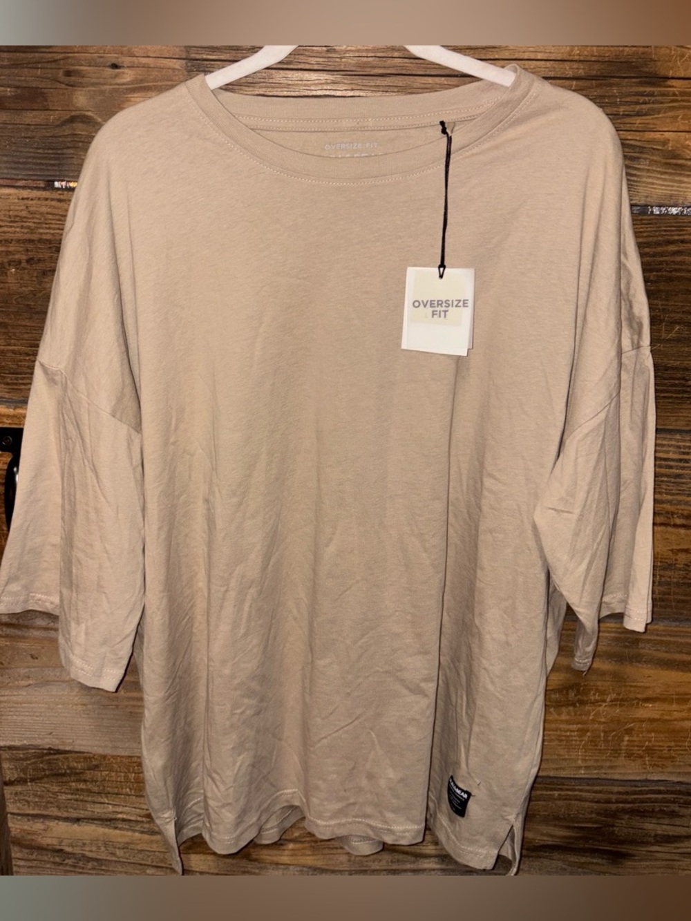 Pull&Bear Oversize Fit Short Sleeve Tee in Beige